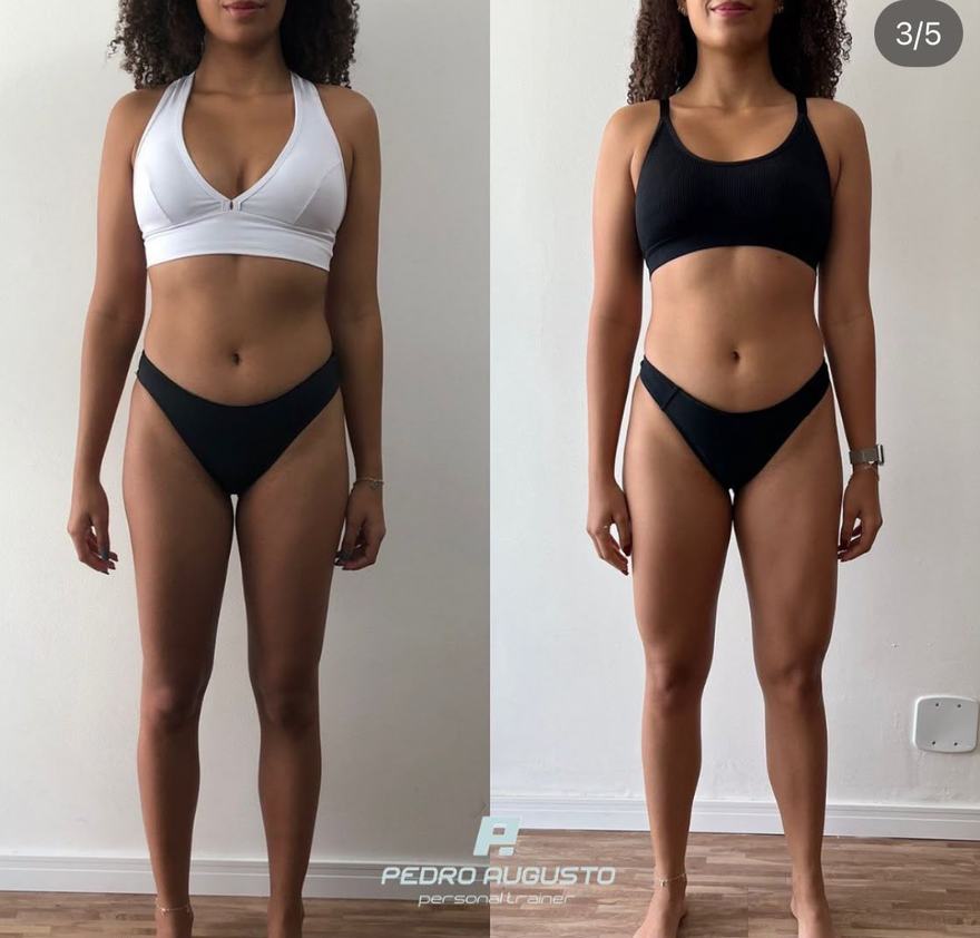 Transformação de aluna, antes e depois
