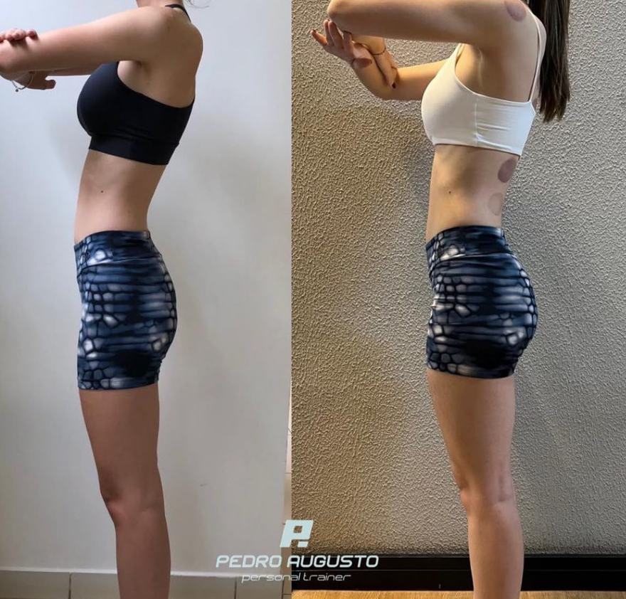 Transformação de aluna, antes e depois
