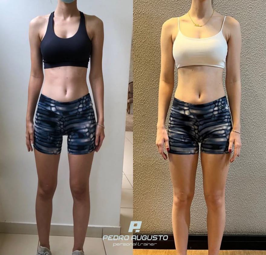 Transformação de aluna, antes e depois